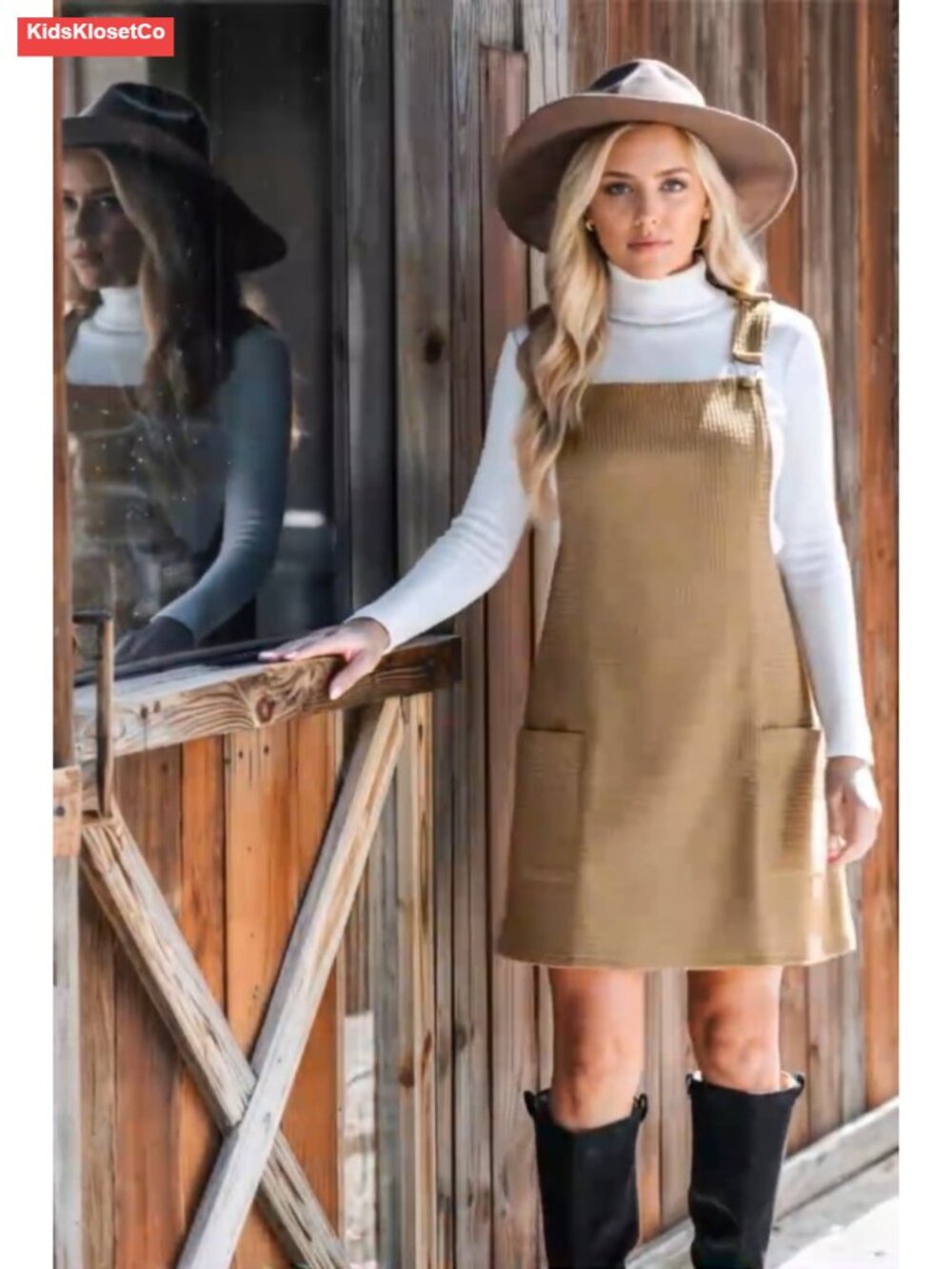 Women Corduroy Overall Dress Square Neck A Line Mini Pinafore with Pockets - Picture 6 of 6